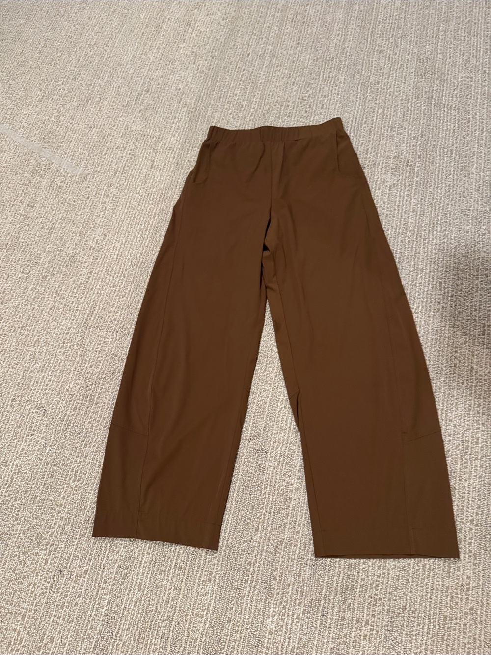 Wide-Leg Barrel Pull-On Pants in Brown